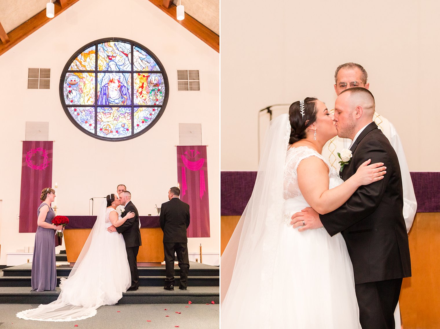 St. Christopher's Church Parsippany NJ Wedding Ceremony first kiss