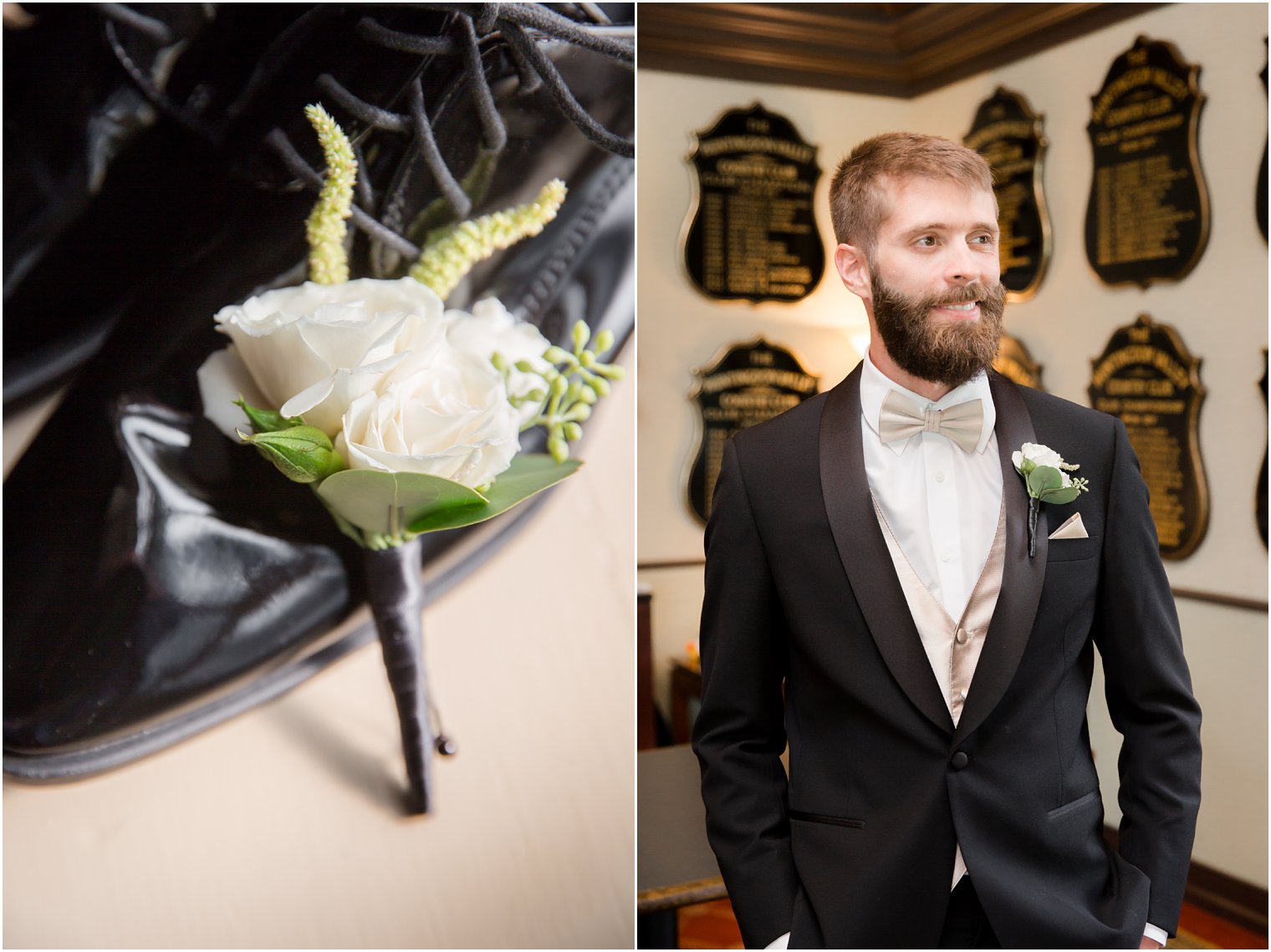 ivory rose boutonnieres by Robertson's photographed by Idalia Photography