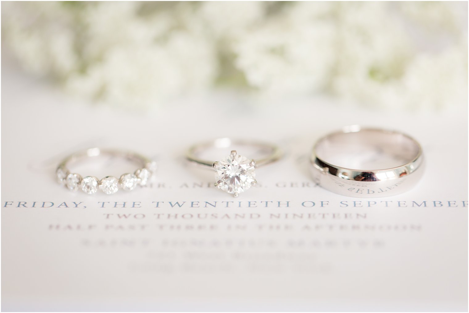 Bridgeview Yacht Club wedding invitation and rings