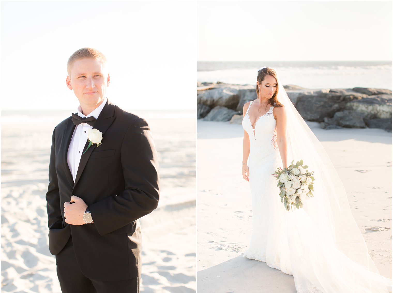 bride and groom during LBI wedding day