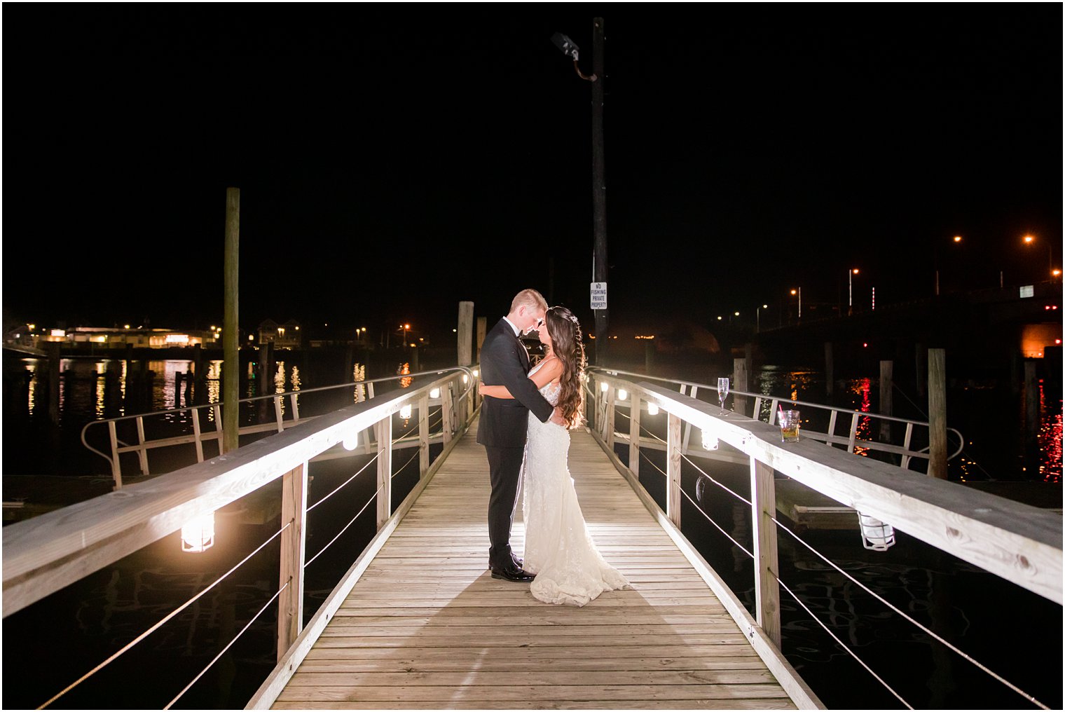 romantic Bridgeview Yacht Club wedding photos at night with Idalia Photography