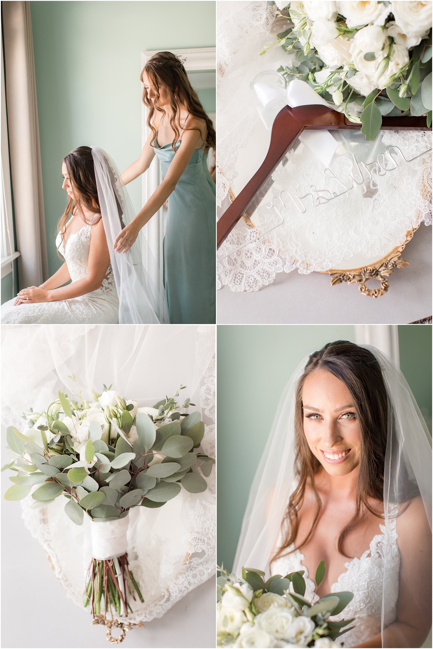 bridesmaids prepare bride for wedding at Bridgeview Yacht Club