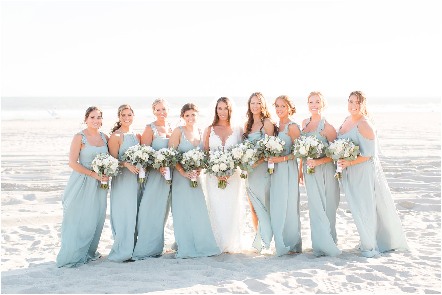 bride with bridesmaids for Bridgeview Yacht Club wedding day