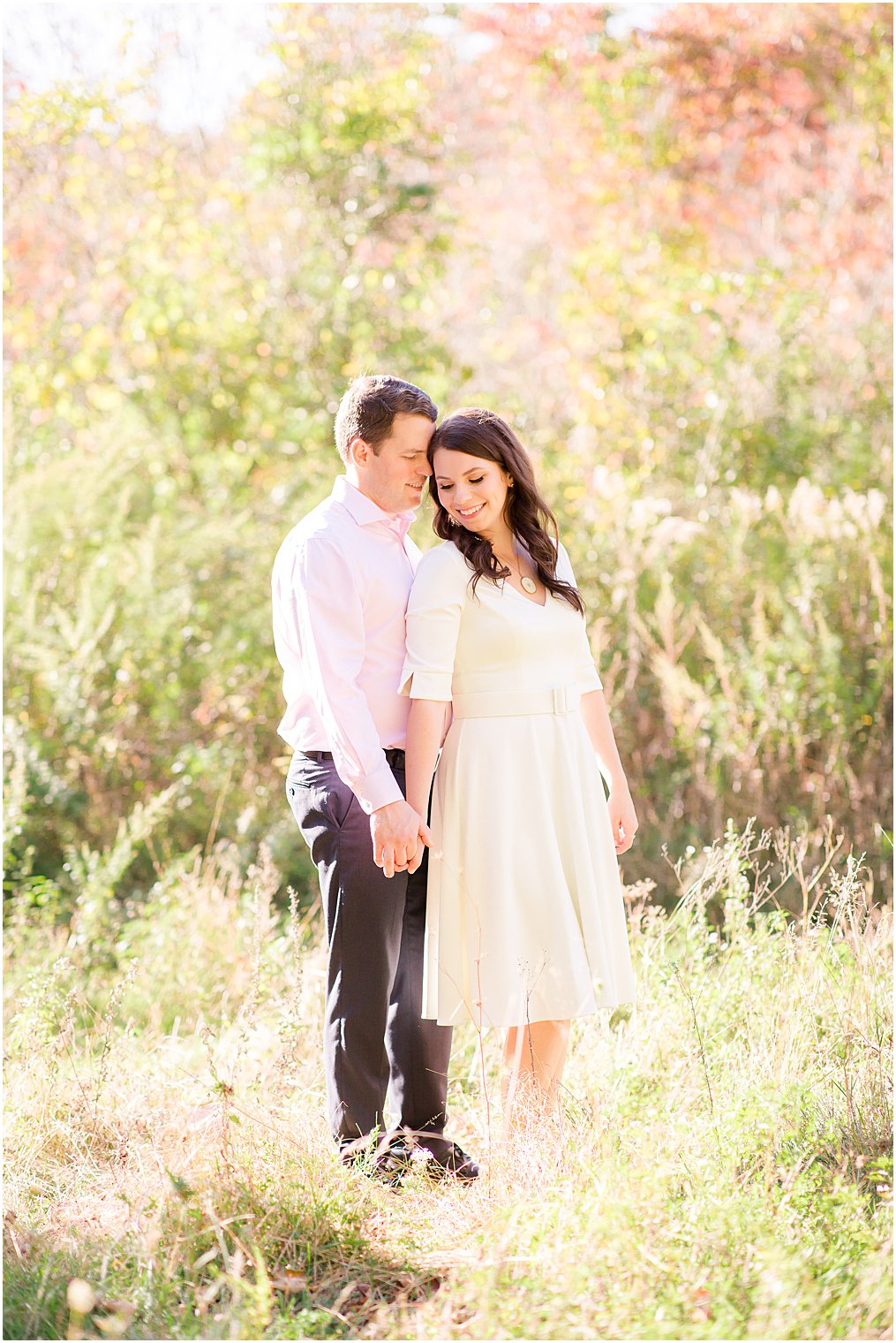 engaged couple holds hands on Watchung Reservation