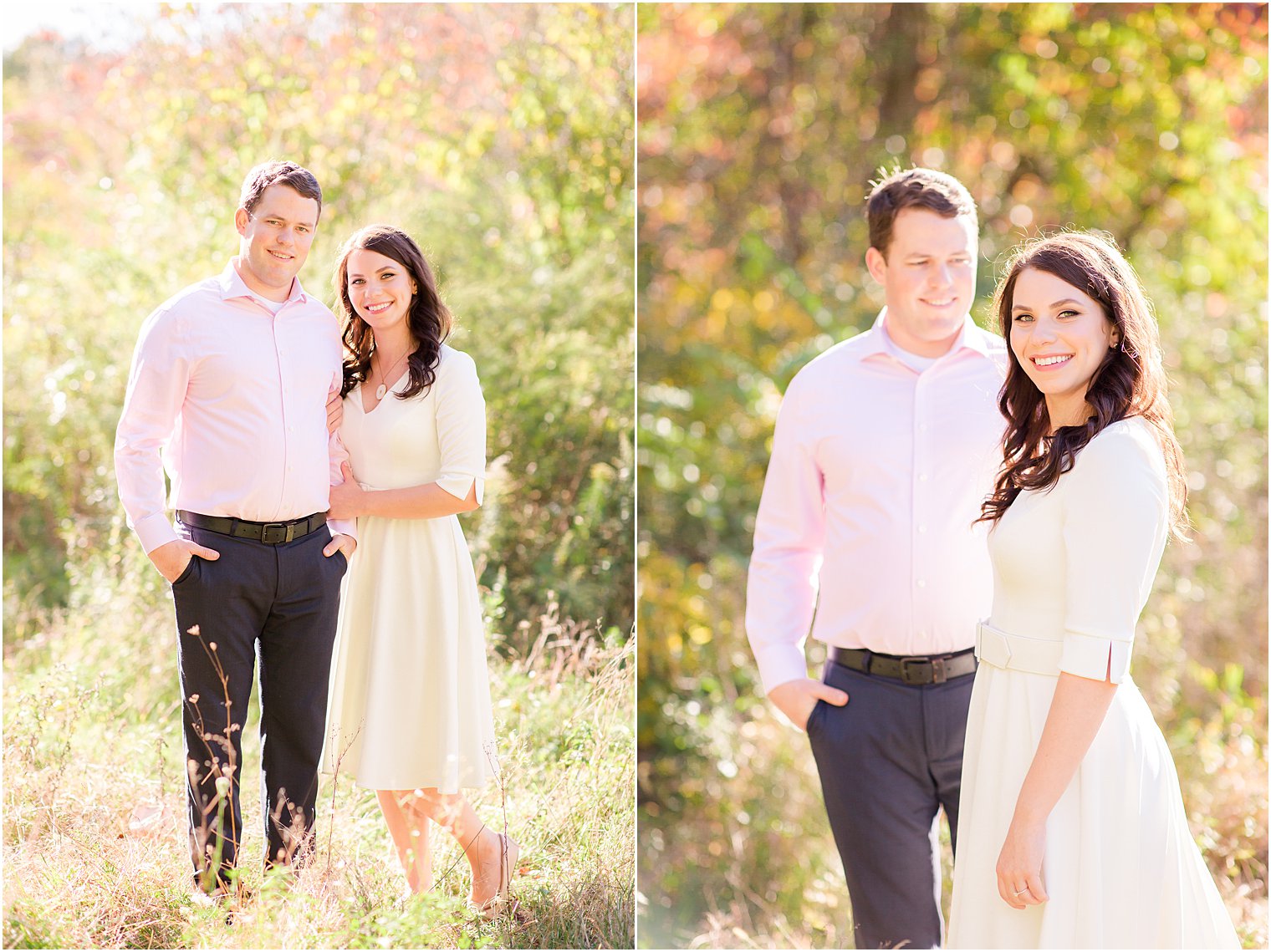 engaged couple poses for New Jersey portraits on Watchung Reservation