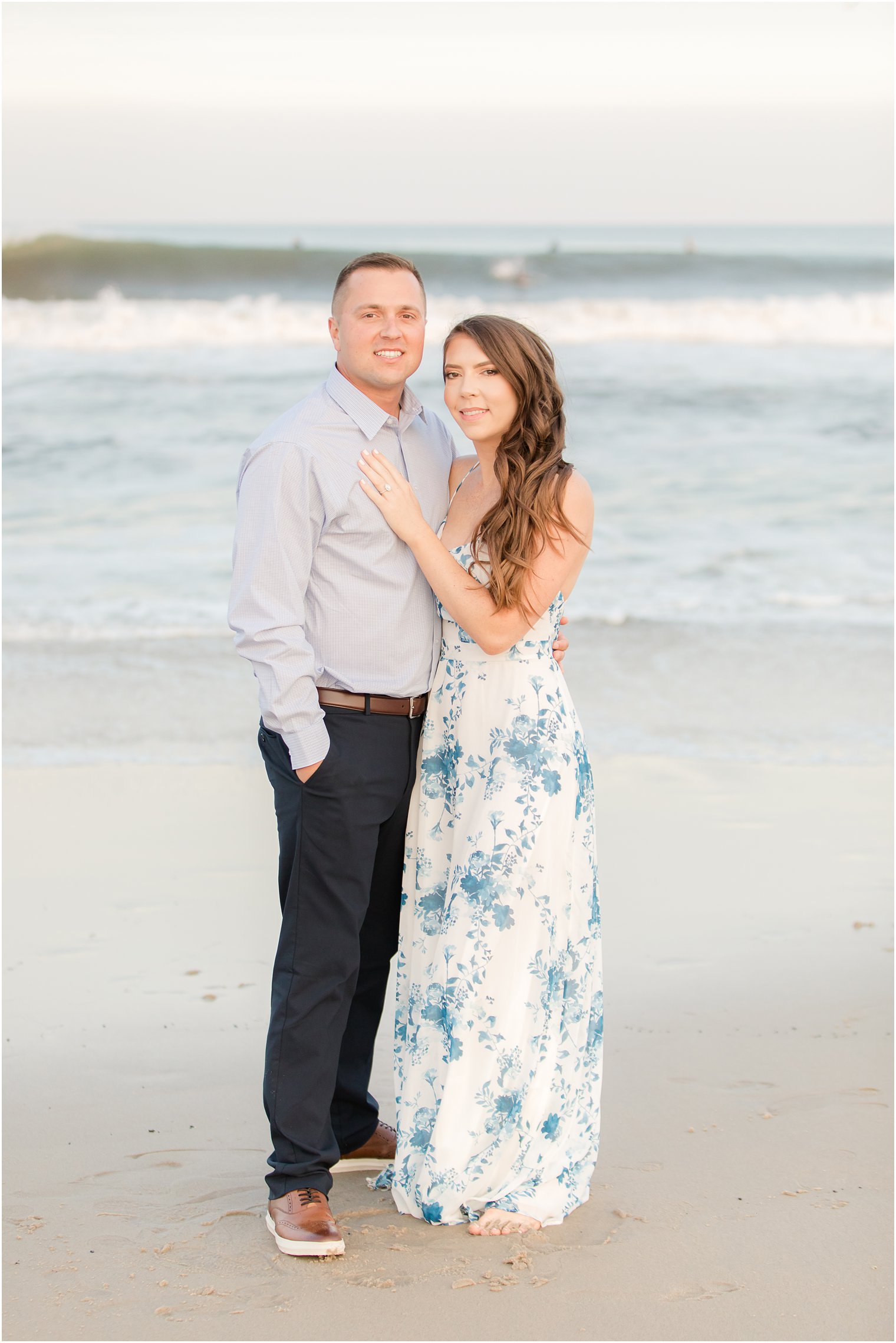 fall beach engagement portraits in Spring Lake NJ