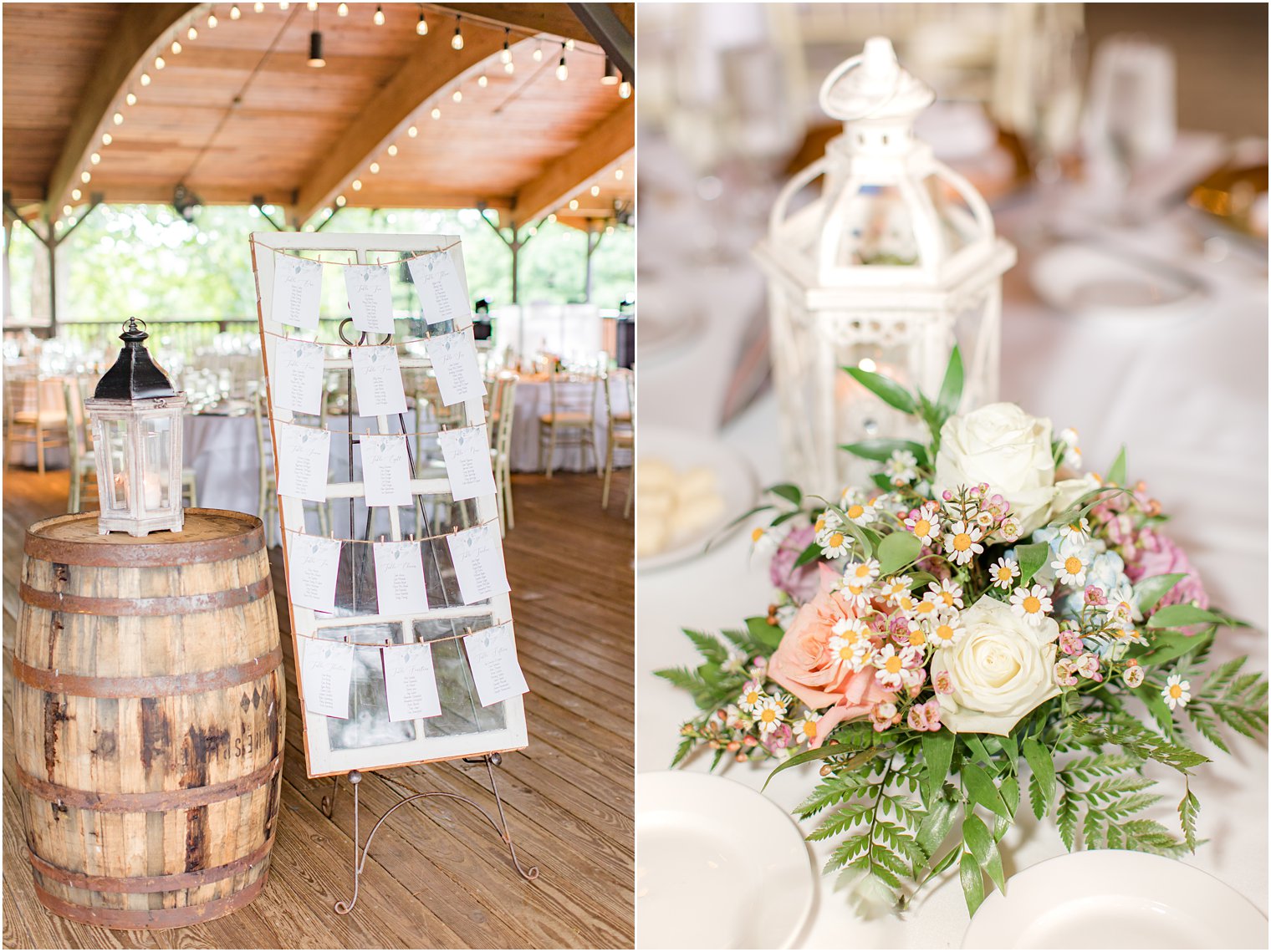 details for summertime wedding reception in open air venue 