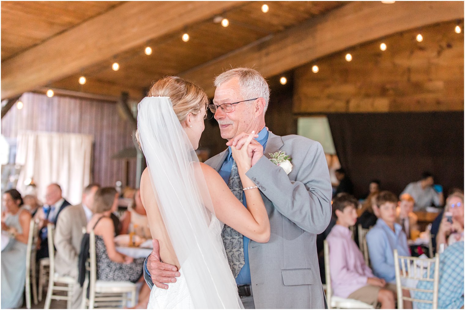 bride dances with dad during NJ wedding reception at Minerals Resort