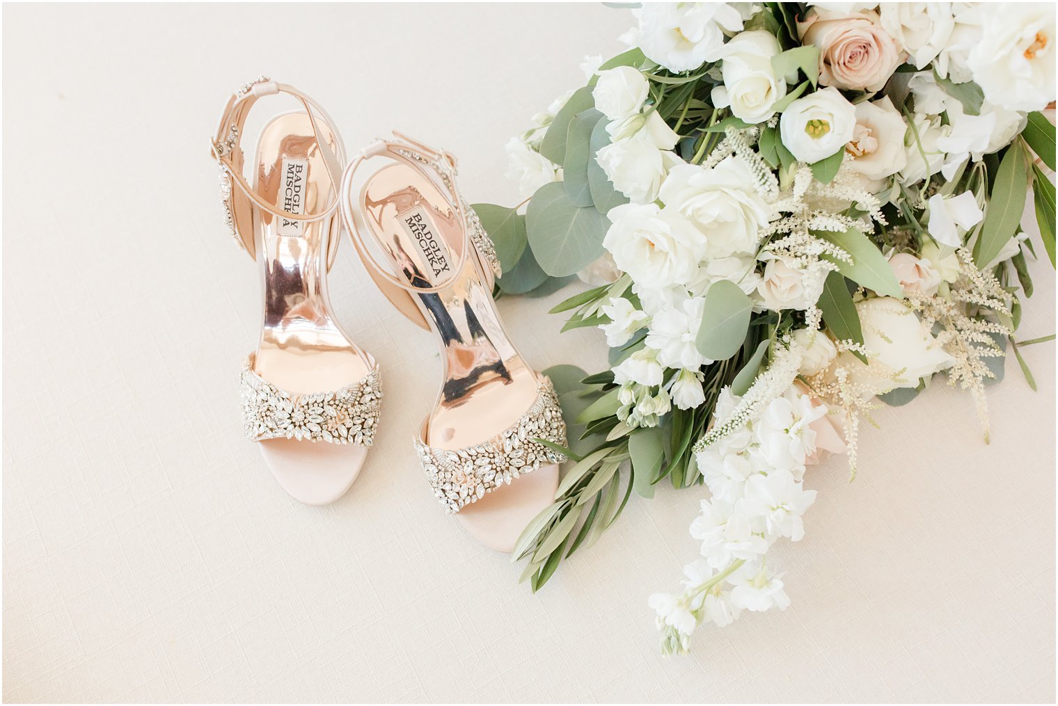 bride's Badgley Mischka shoes for NJ wedding 