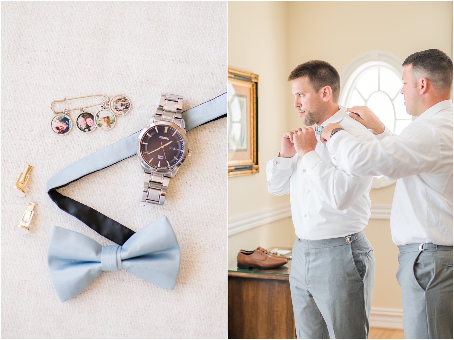groom prepares for wedding day in New Jersey