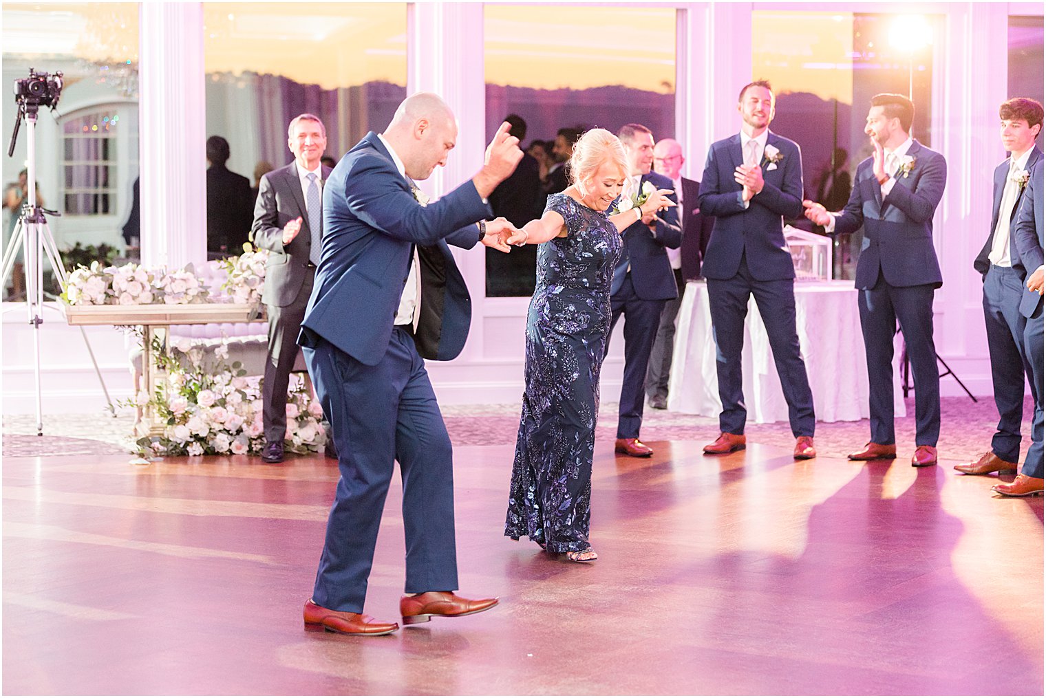 groom and mom dance during NJ wedding reception