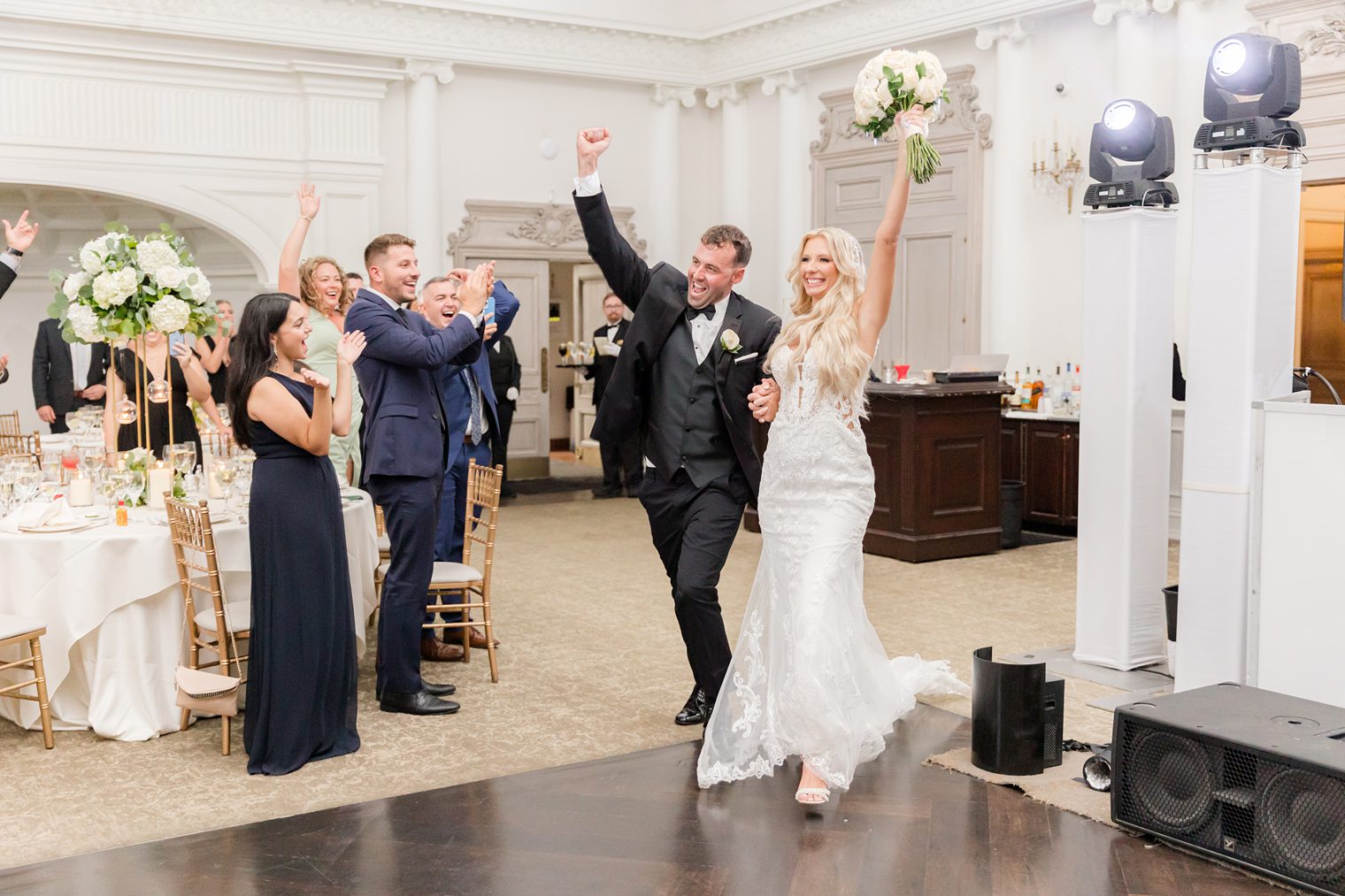 husband and wife making the big entrance 