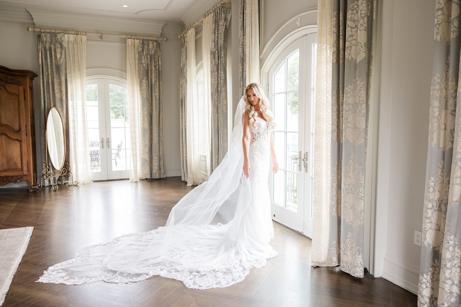 bride modeling her dress