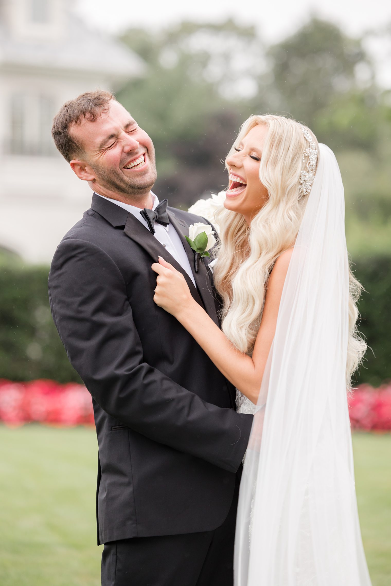 groom and bride having fun Park Chateau Estate