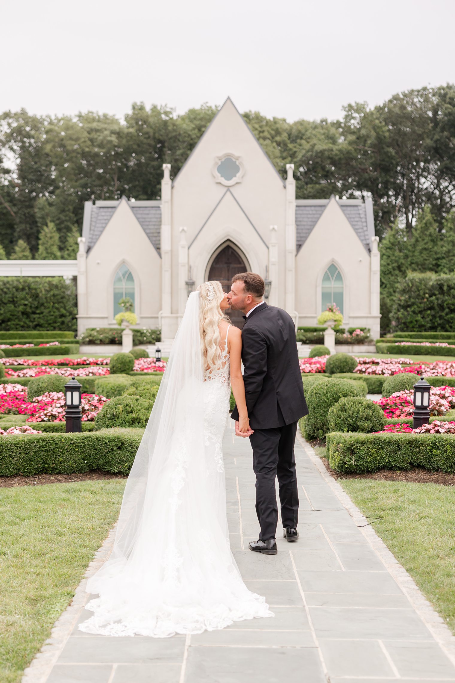 bride and groom sharing a kiss