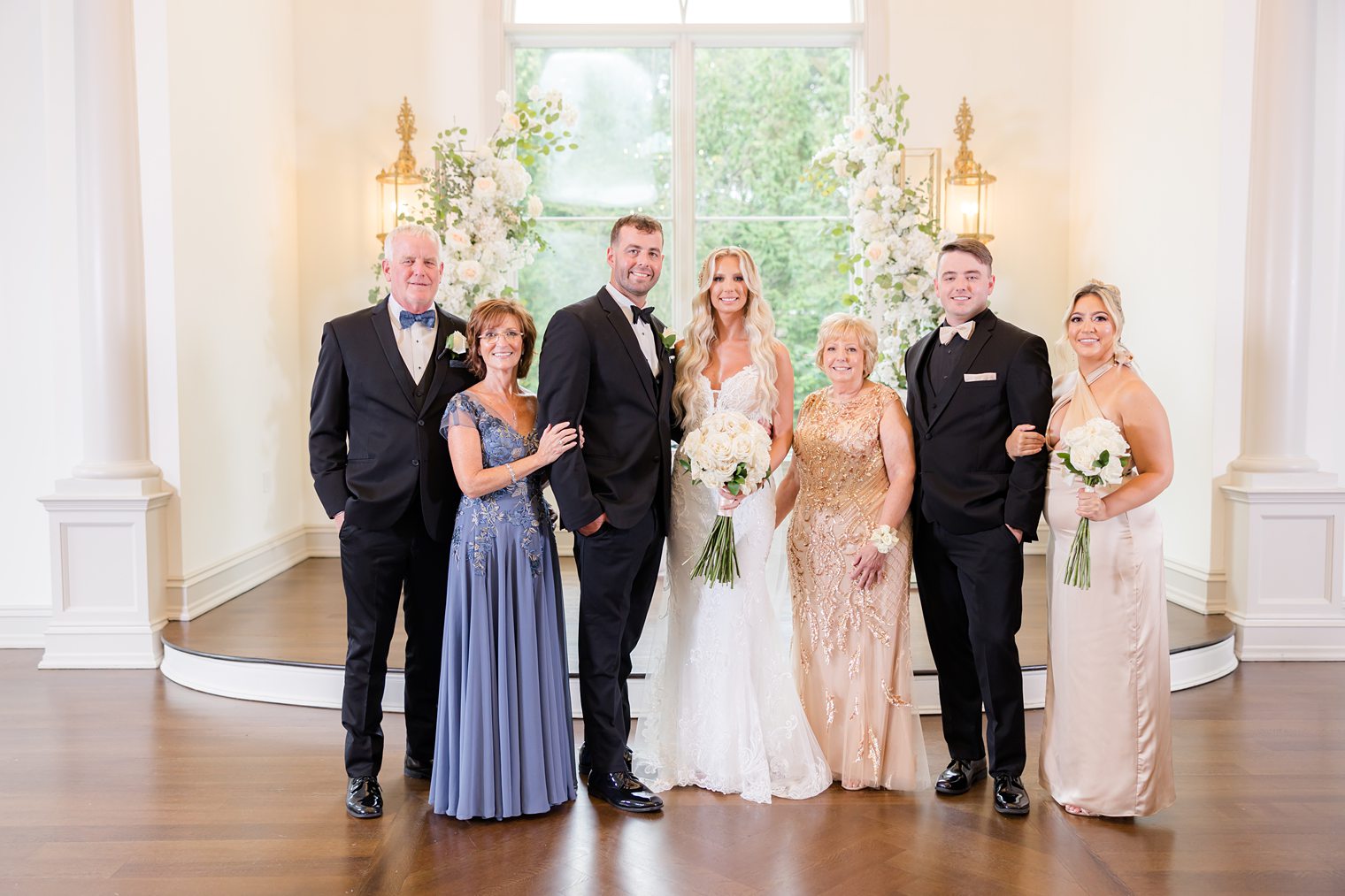 groom and bride with their families 