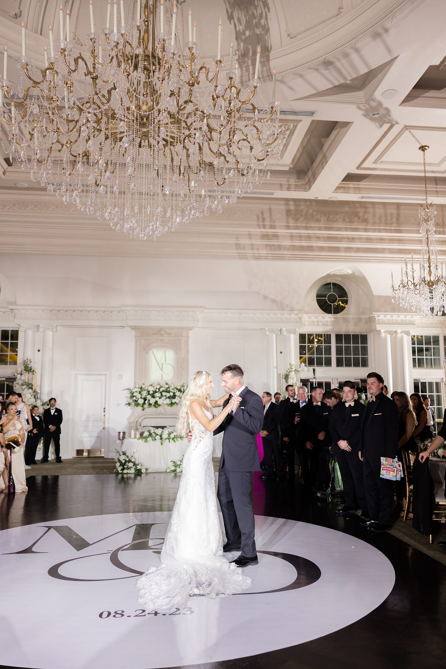 husband and wife doing their first dance 