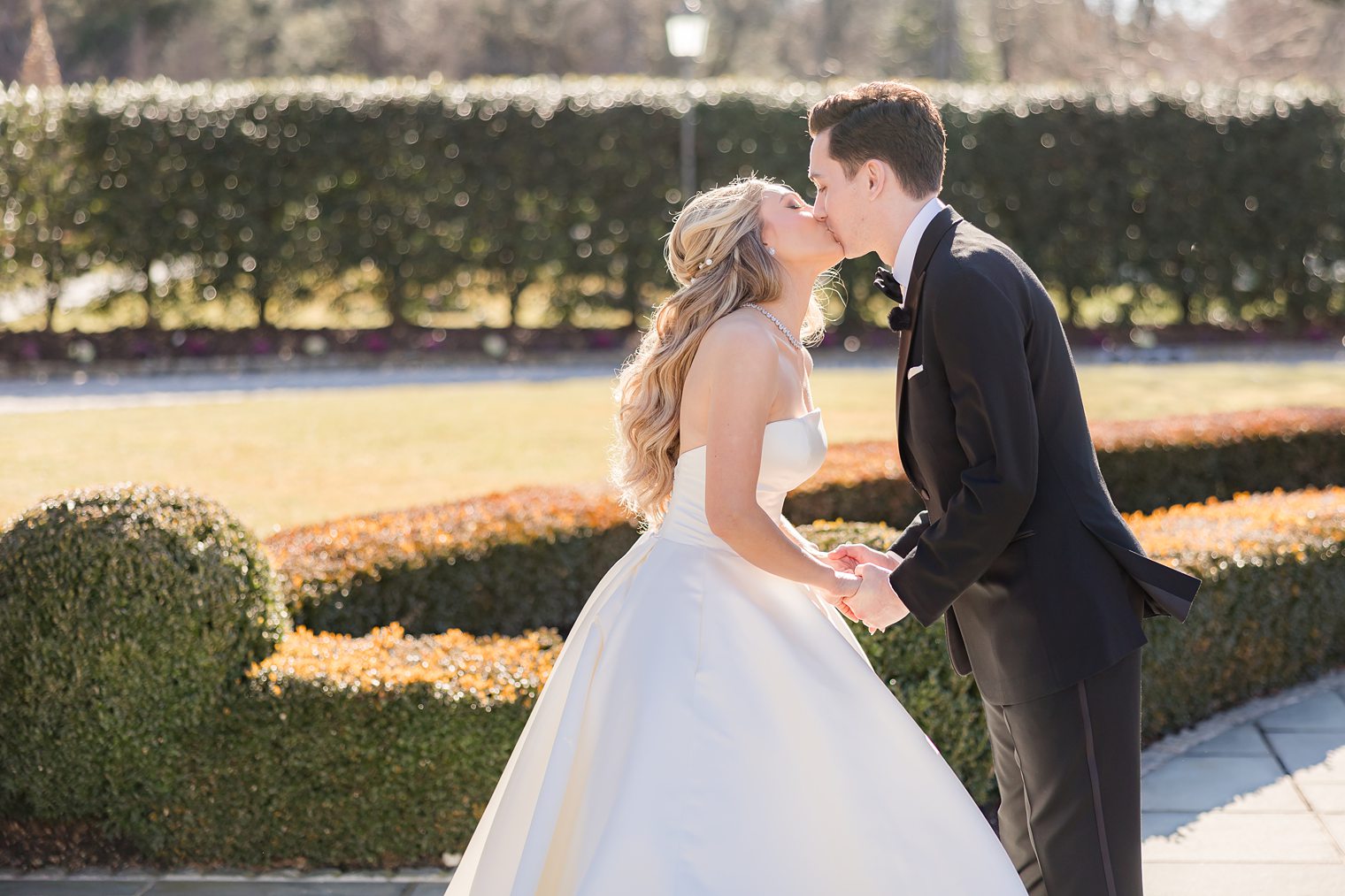 bride and groom sharing a kiss 