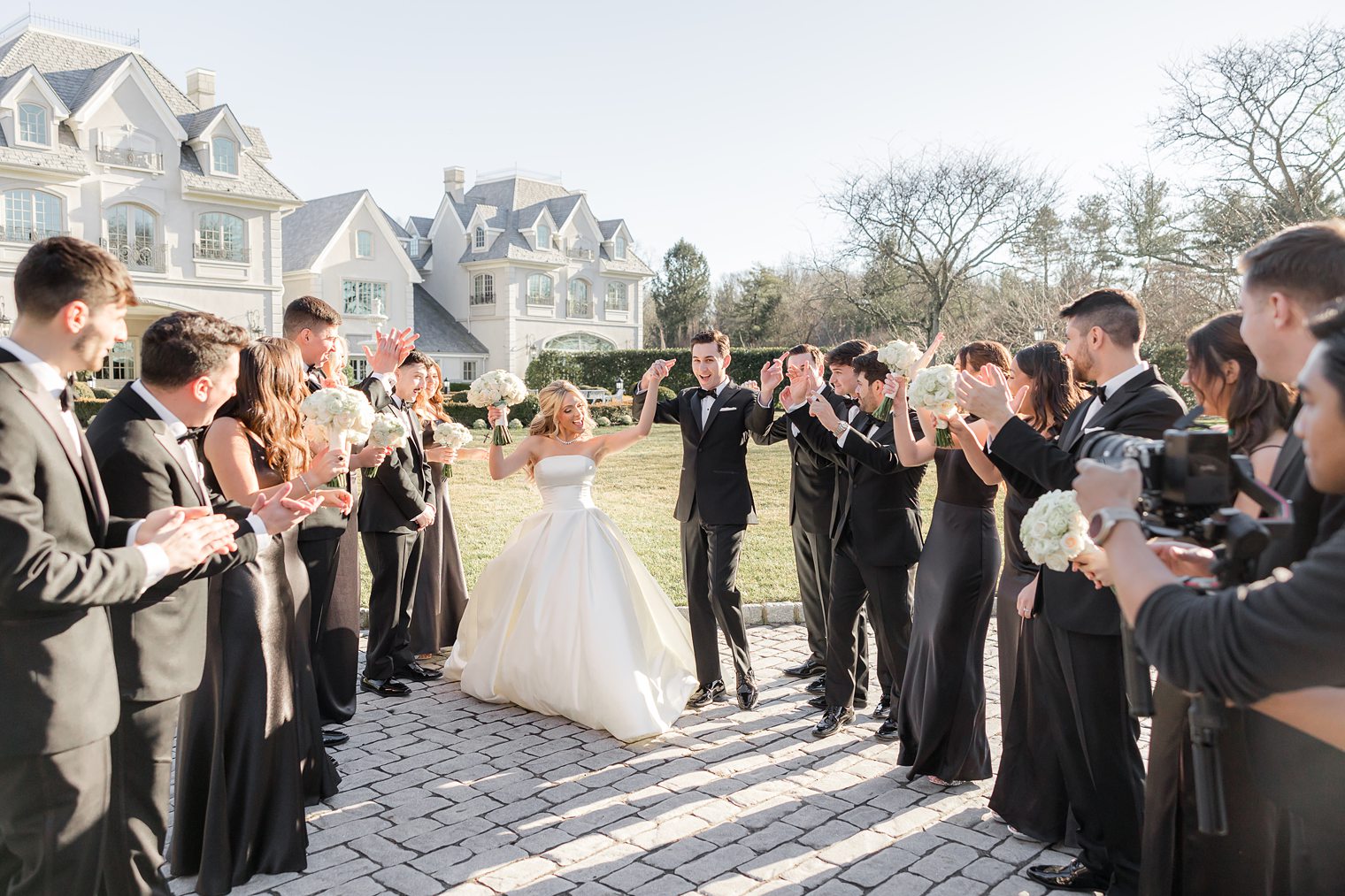 groom and bride celebrating with their courtship