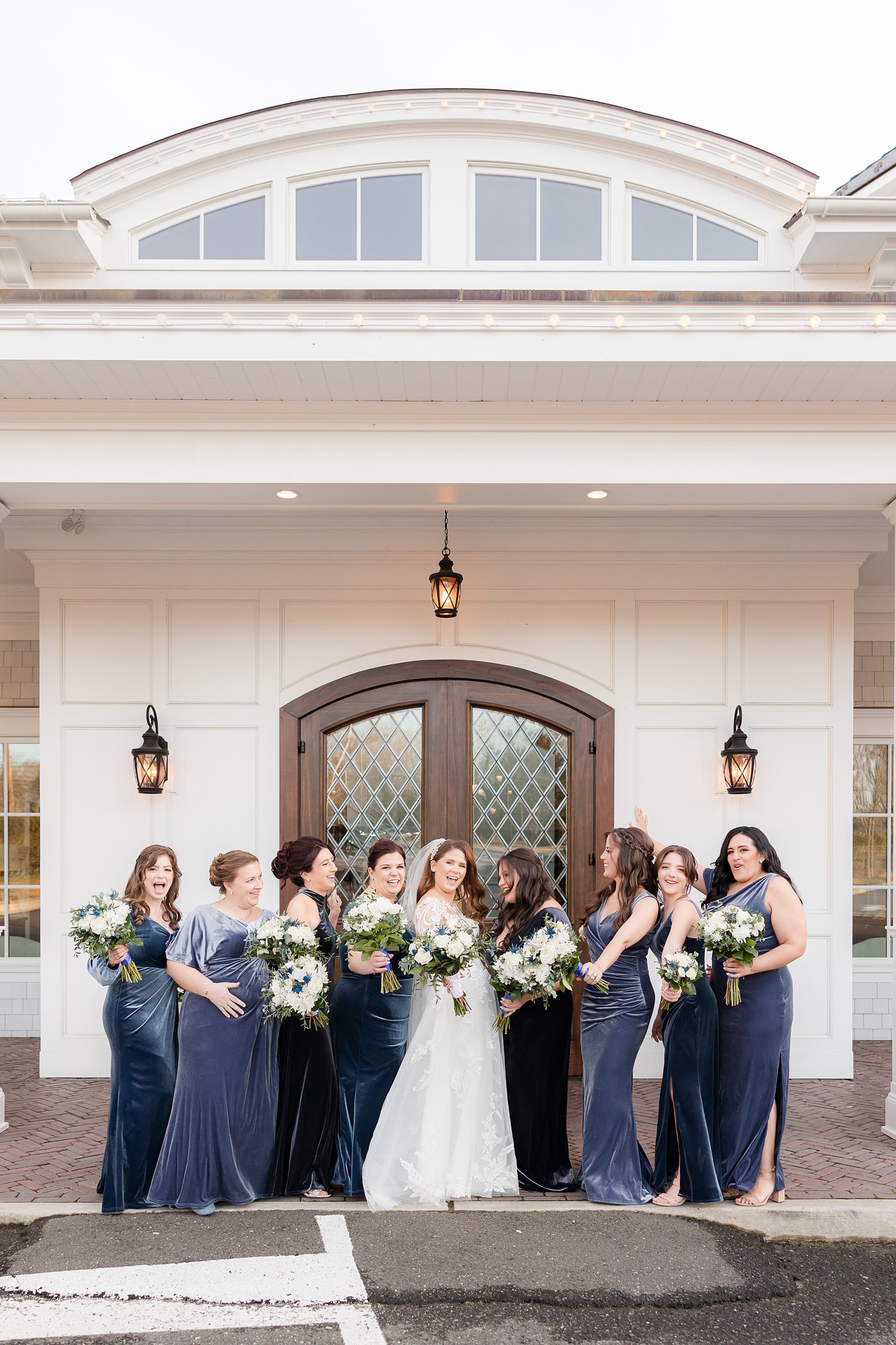 bride having fun with her bridesmaids 