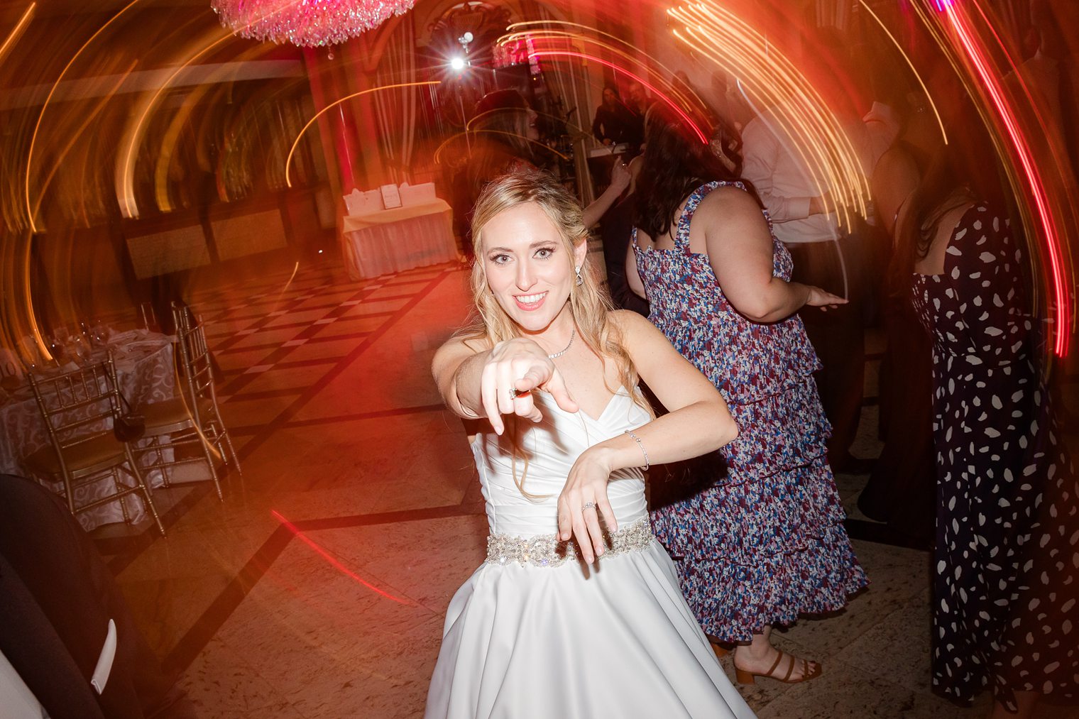 bride having fun at their wedding 