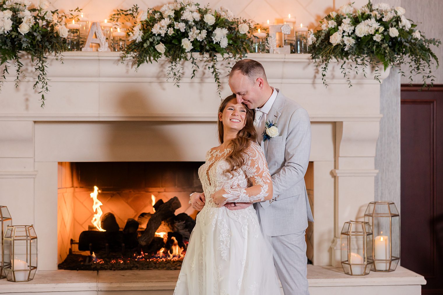 husband and wife being romantic at The Mill Lakeside Manor