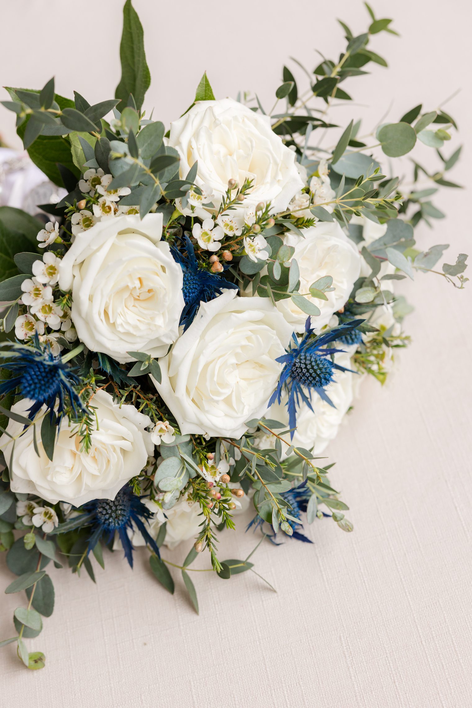 beautiful bouquet with a touch of blue 