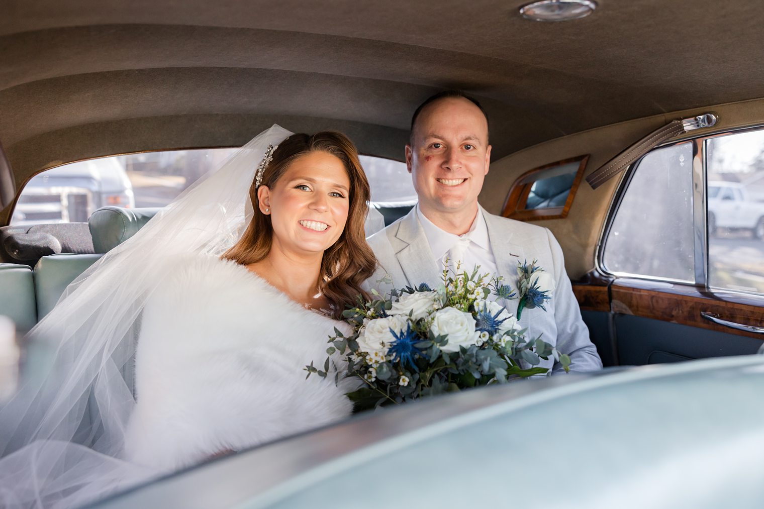 husband and wife ready to enjoy their venue 