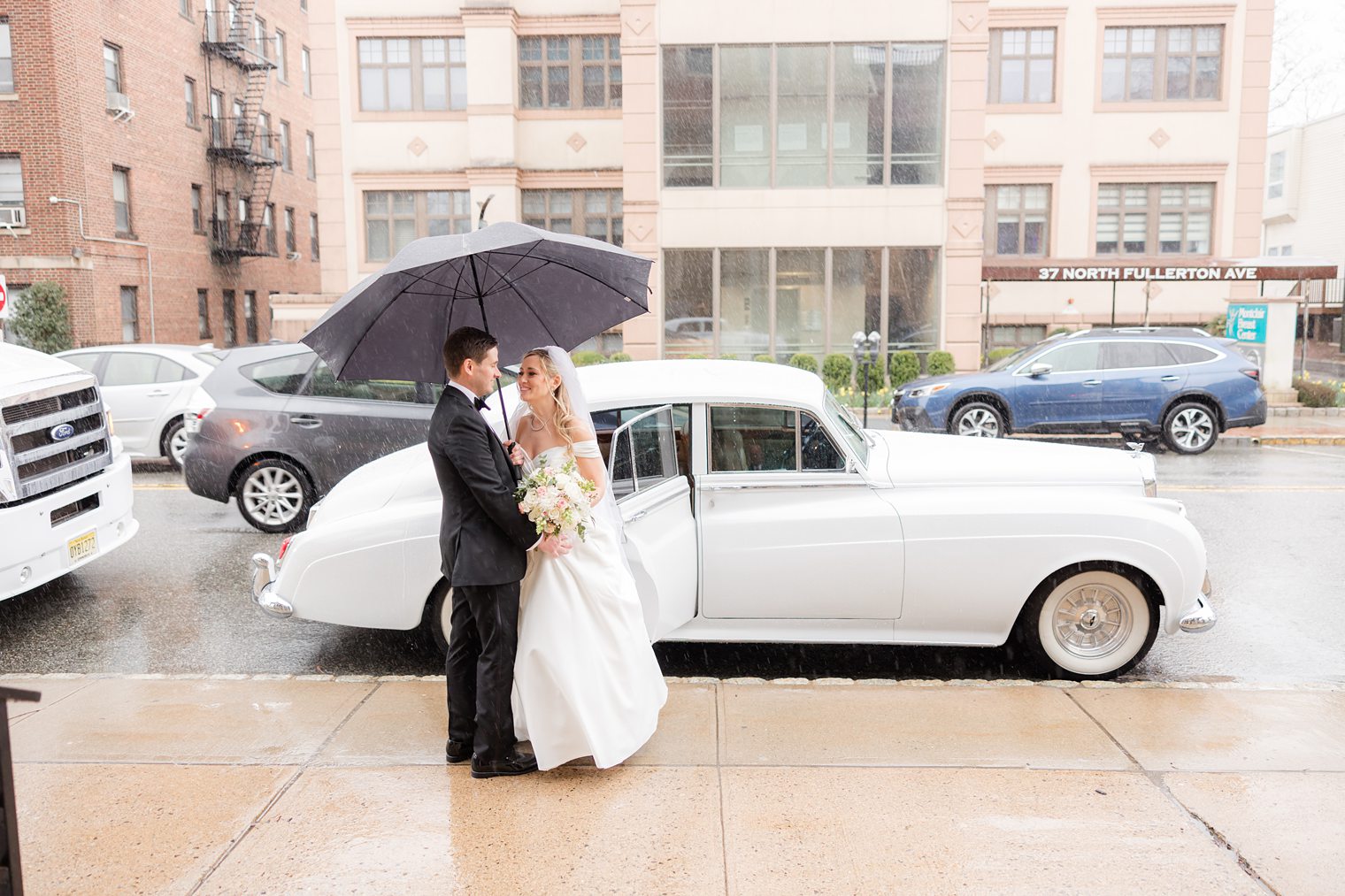 husband and wife about getting into car 