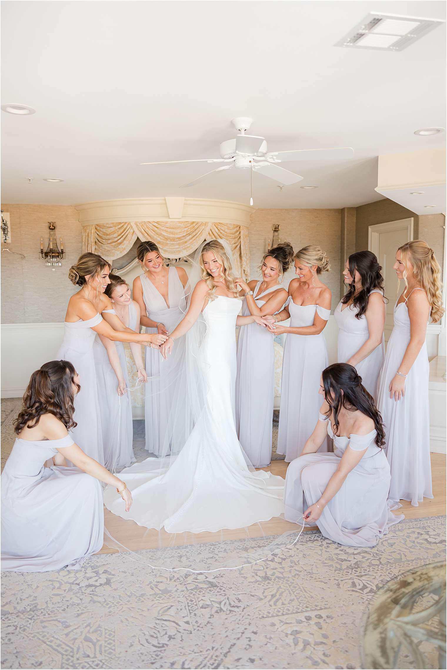 bride with her bridesmaids