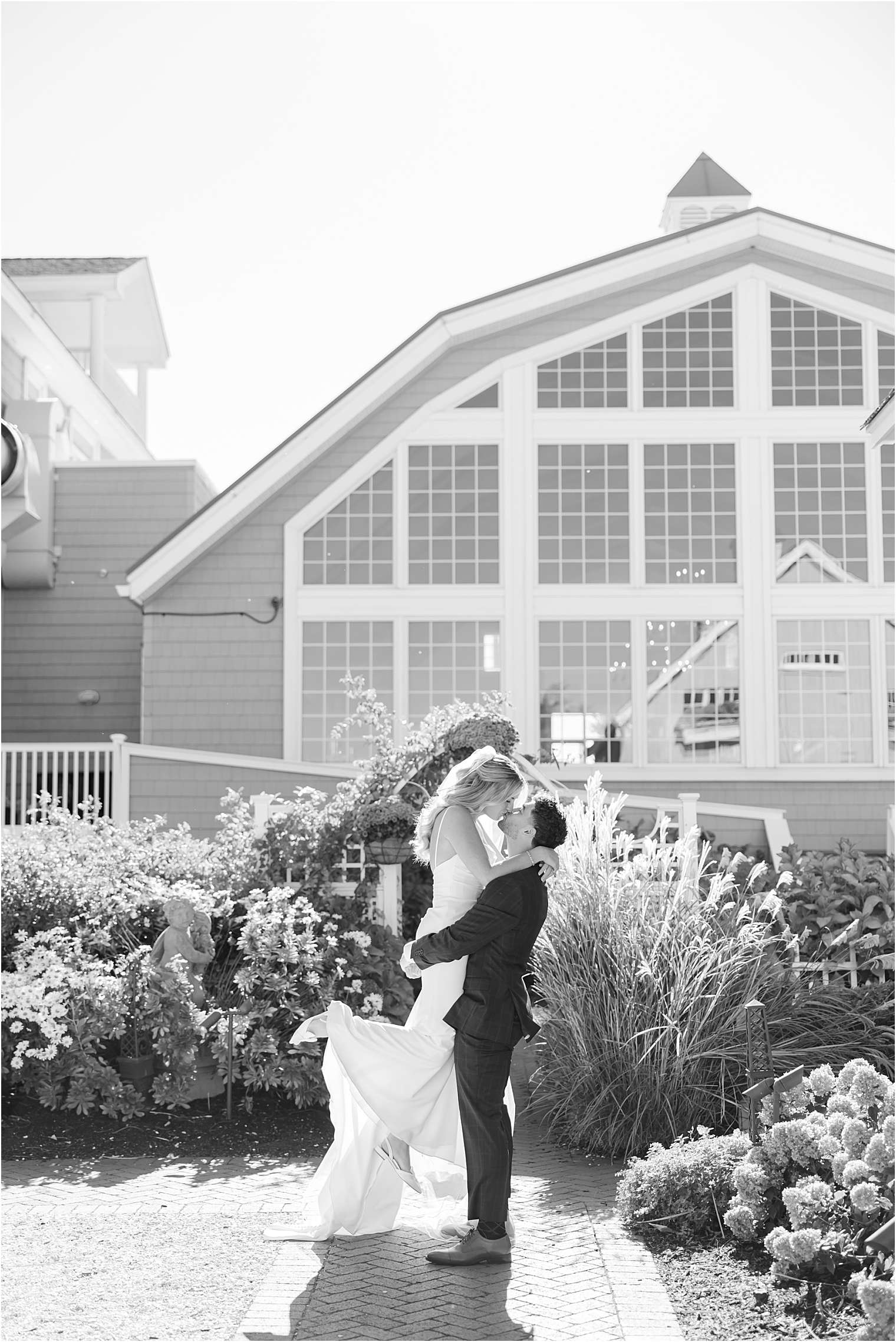 bride and groom kissing