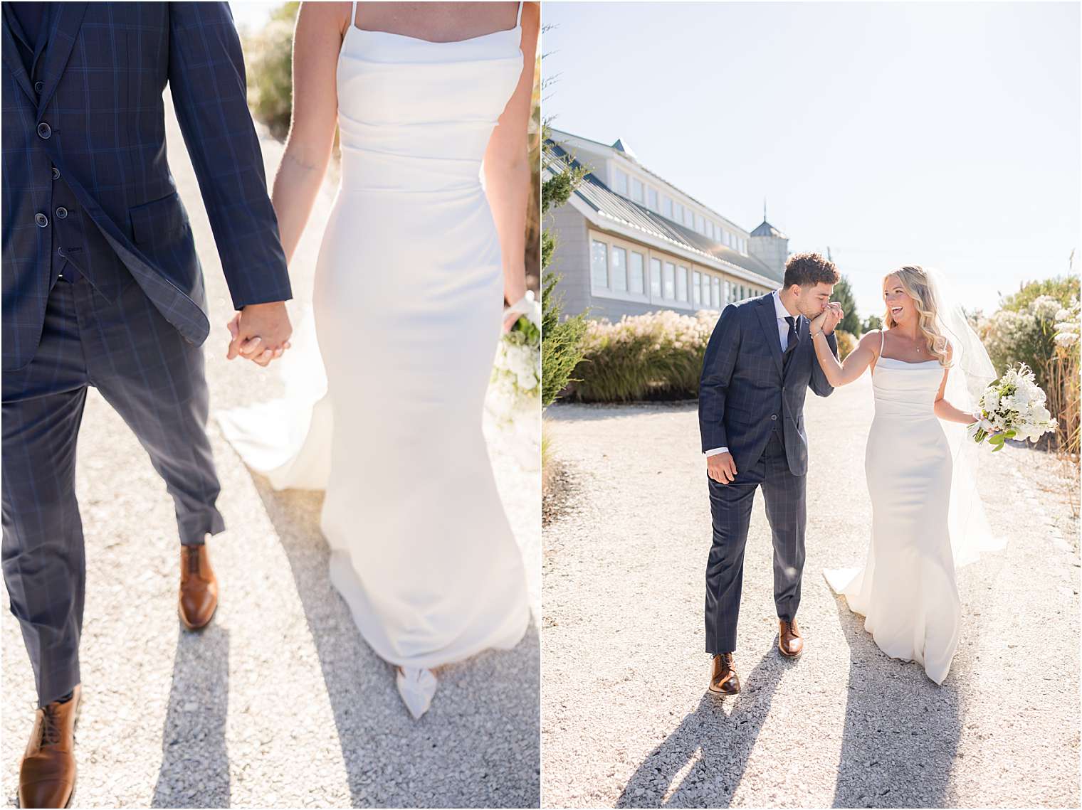 bride and groom walking