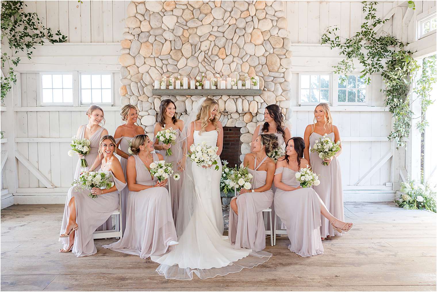 bride with her bridesmaids