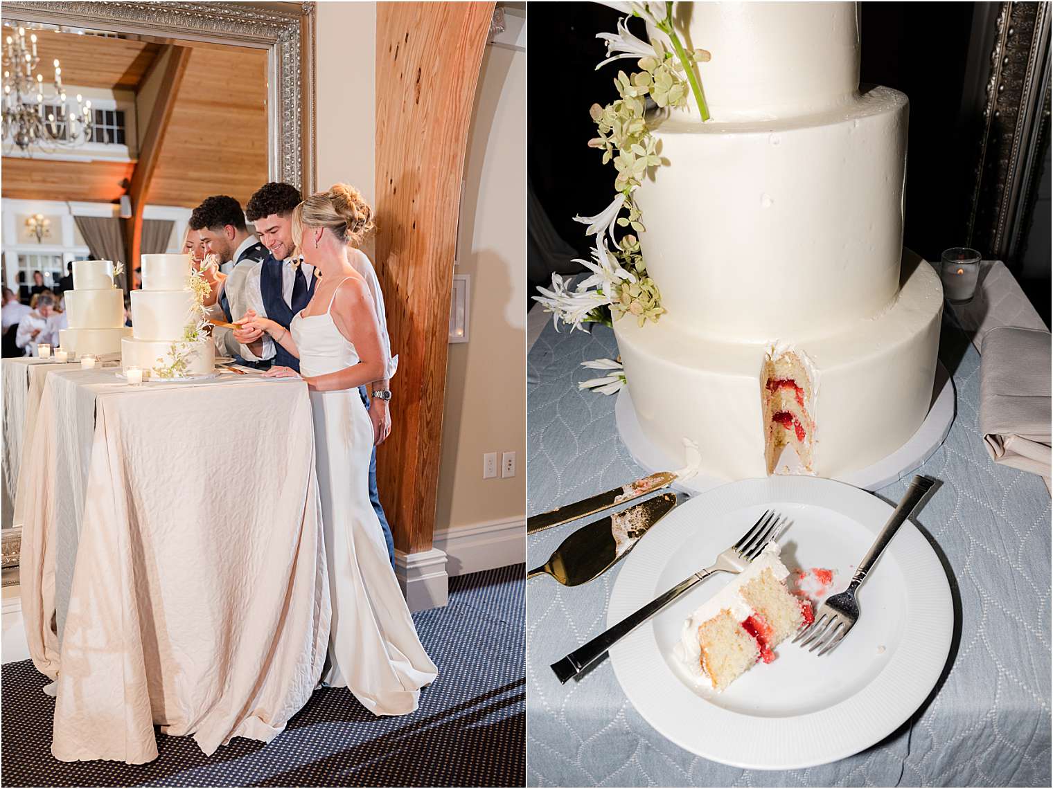 Husband and wife cutting the cake. 