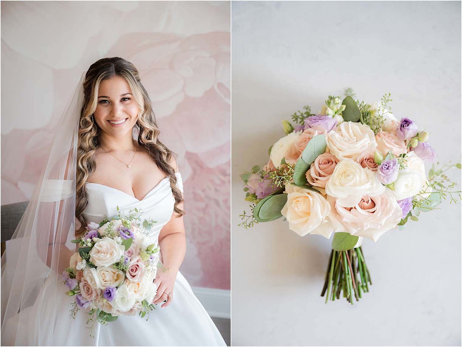 beautiful bride with her bouquet portrait