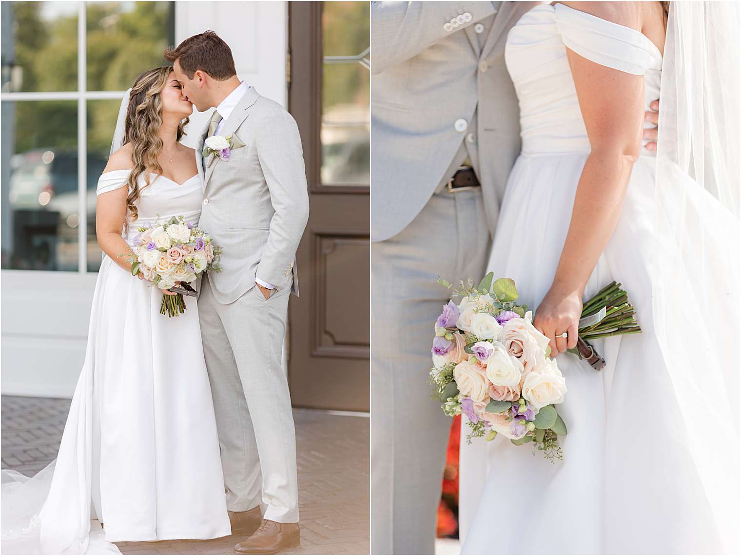 bride and groom kissing