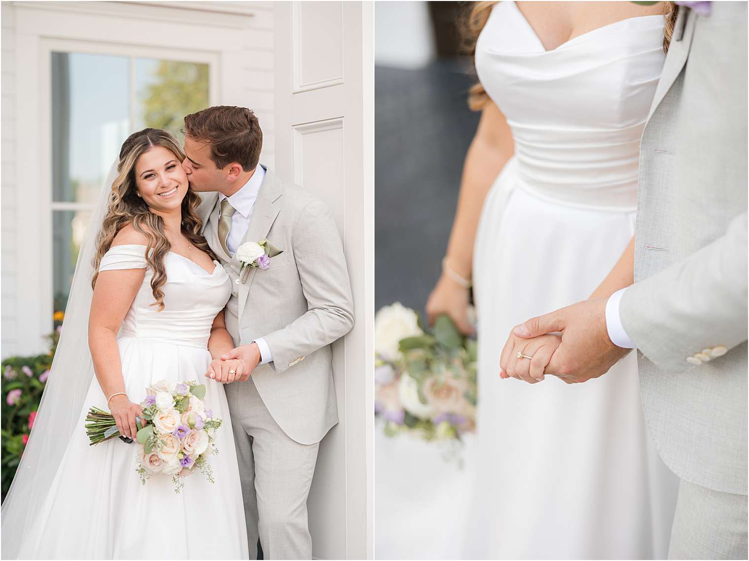 bride and groom kissing