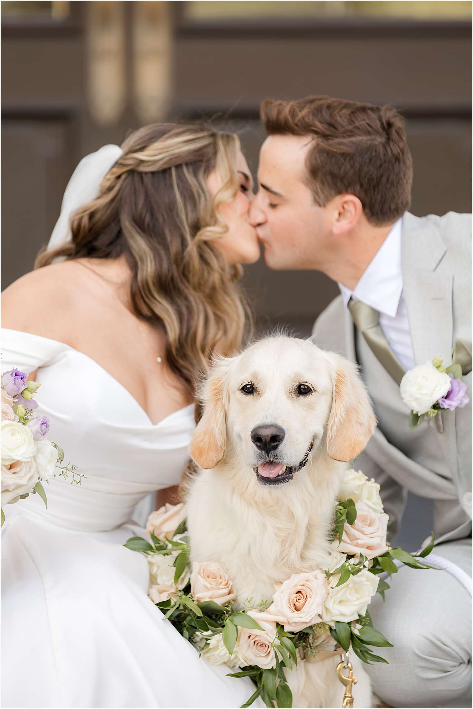 bride and groom kissing