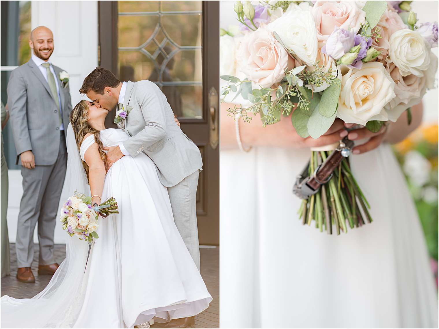 bride and groom kissing