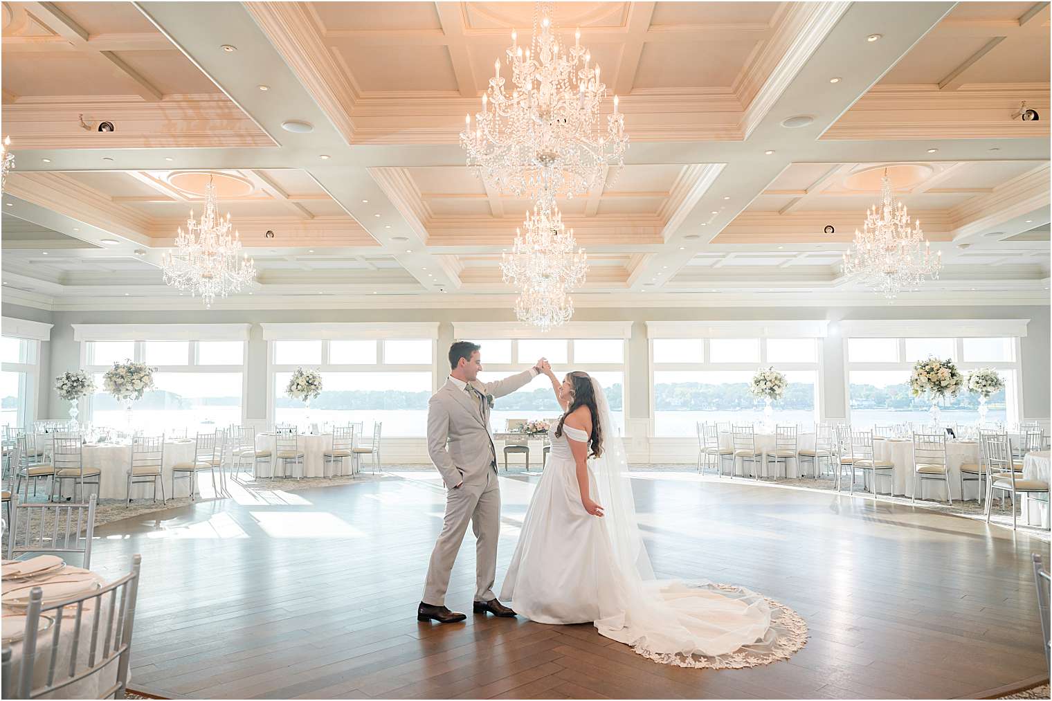 bride and groom at the ballroom