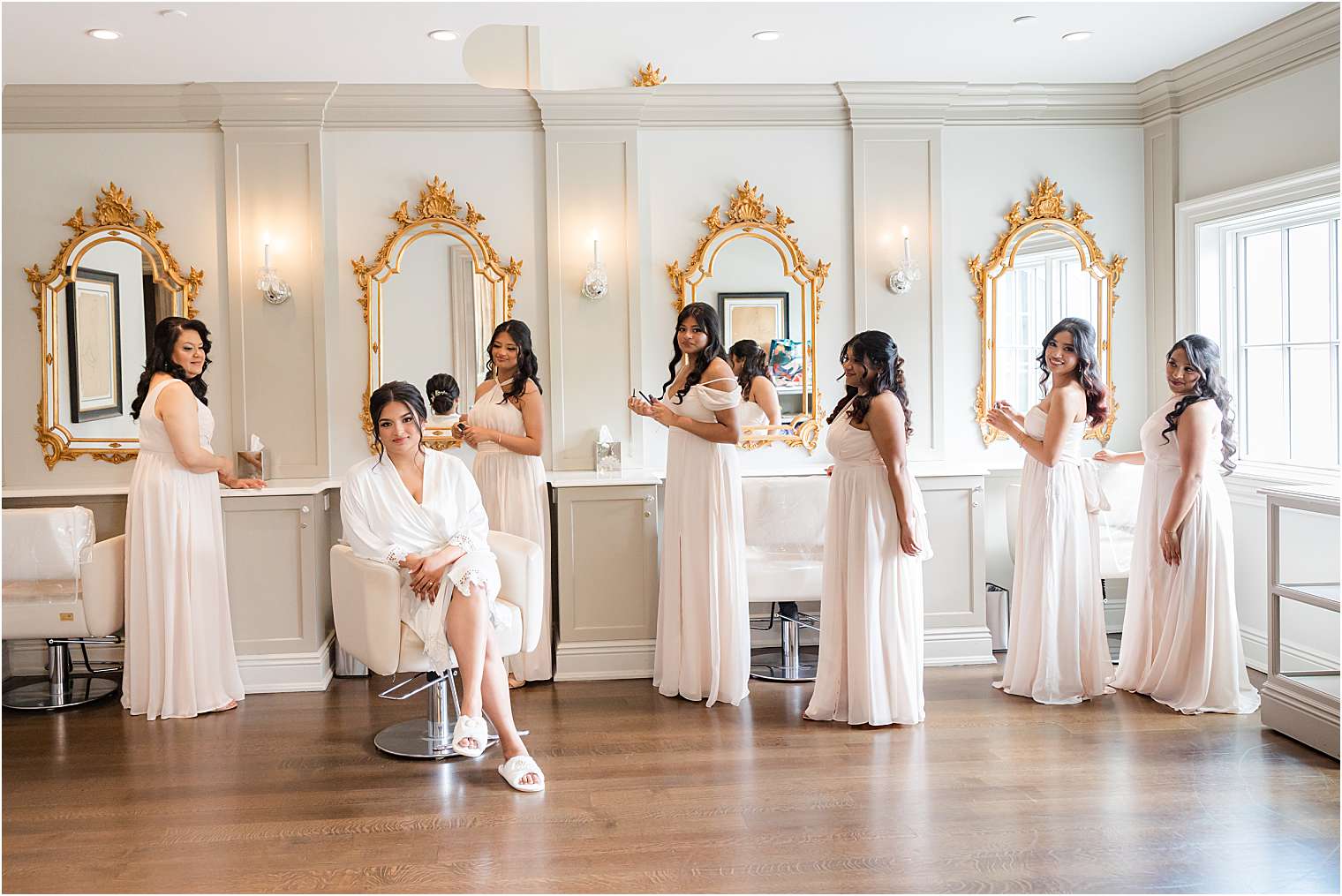 bride with her bridesmaids