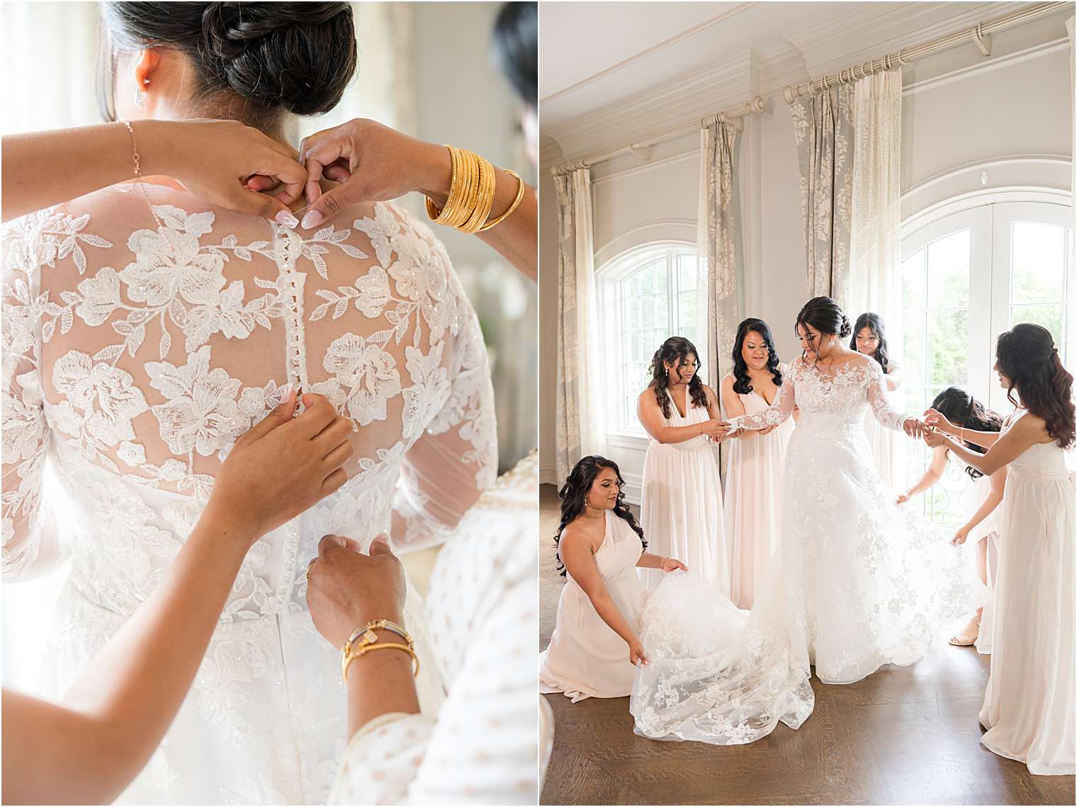 bride with her bridesmaids