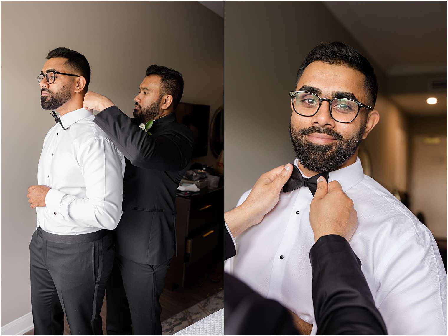 one of the best men helping the groom to get ready