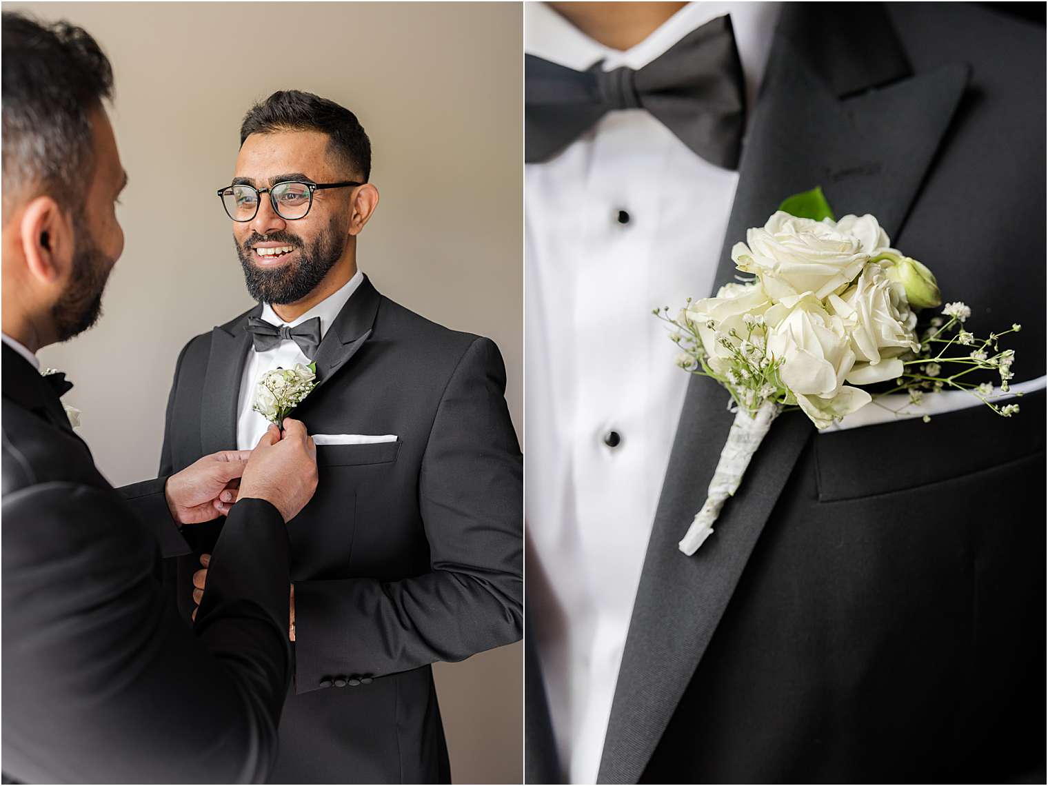 one of the best men helping the groom with final touches