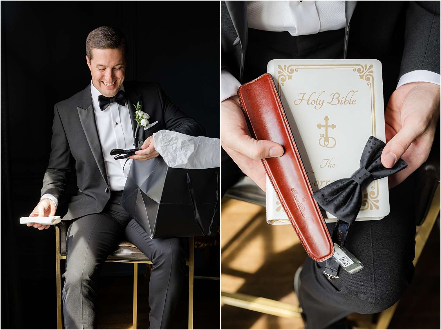 groom opening a gift