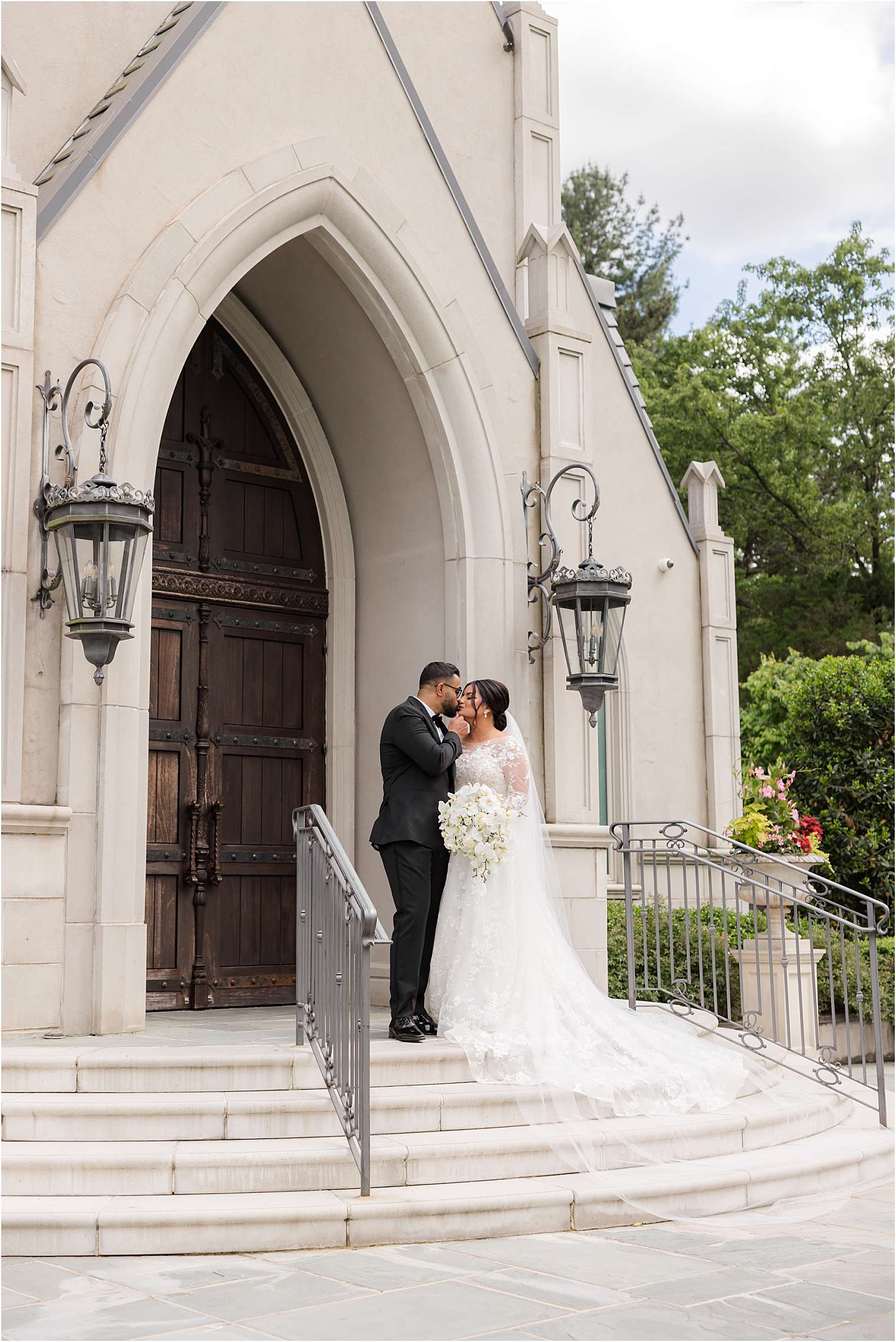 bride and groom kissing