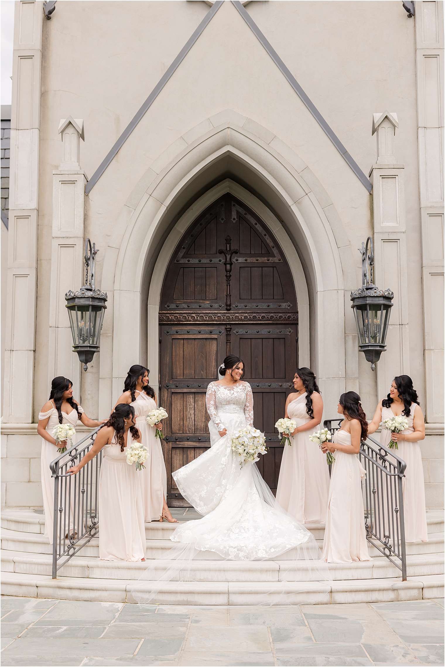 bride with her bridesmaids