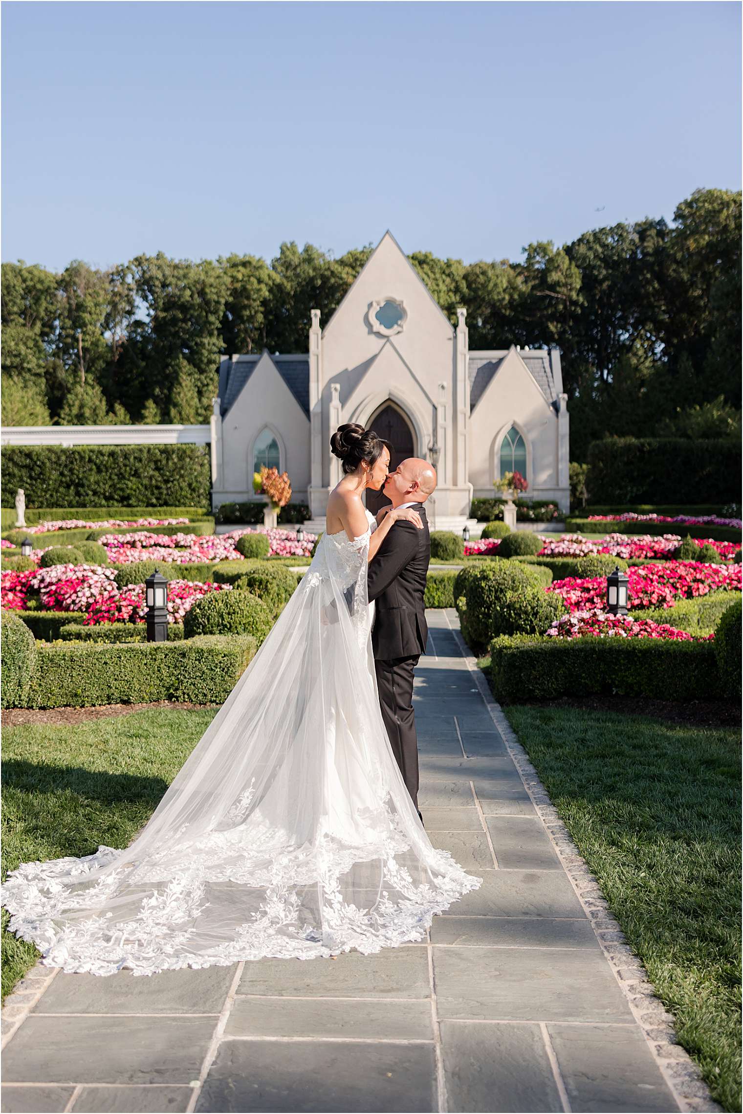 bride and groom kissing