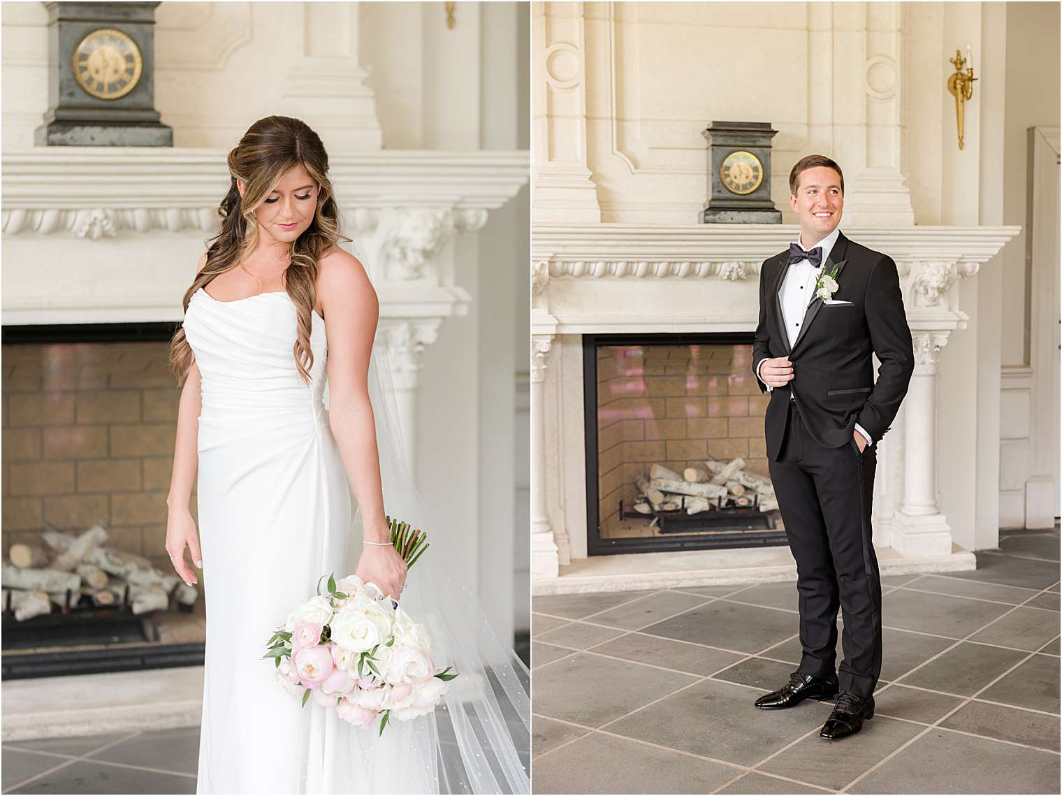 bride and groom posing