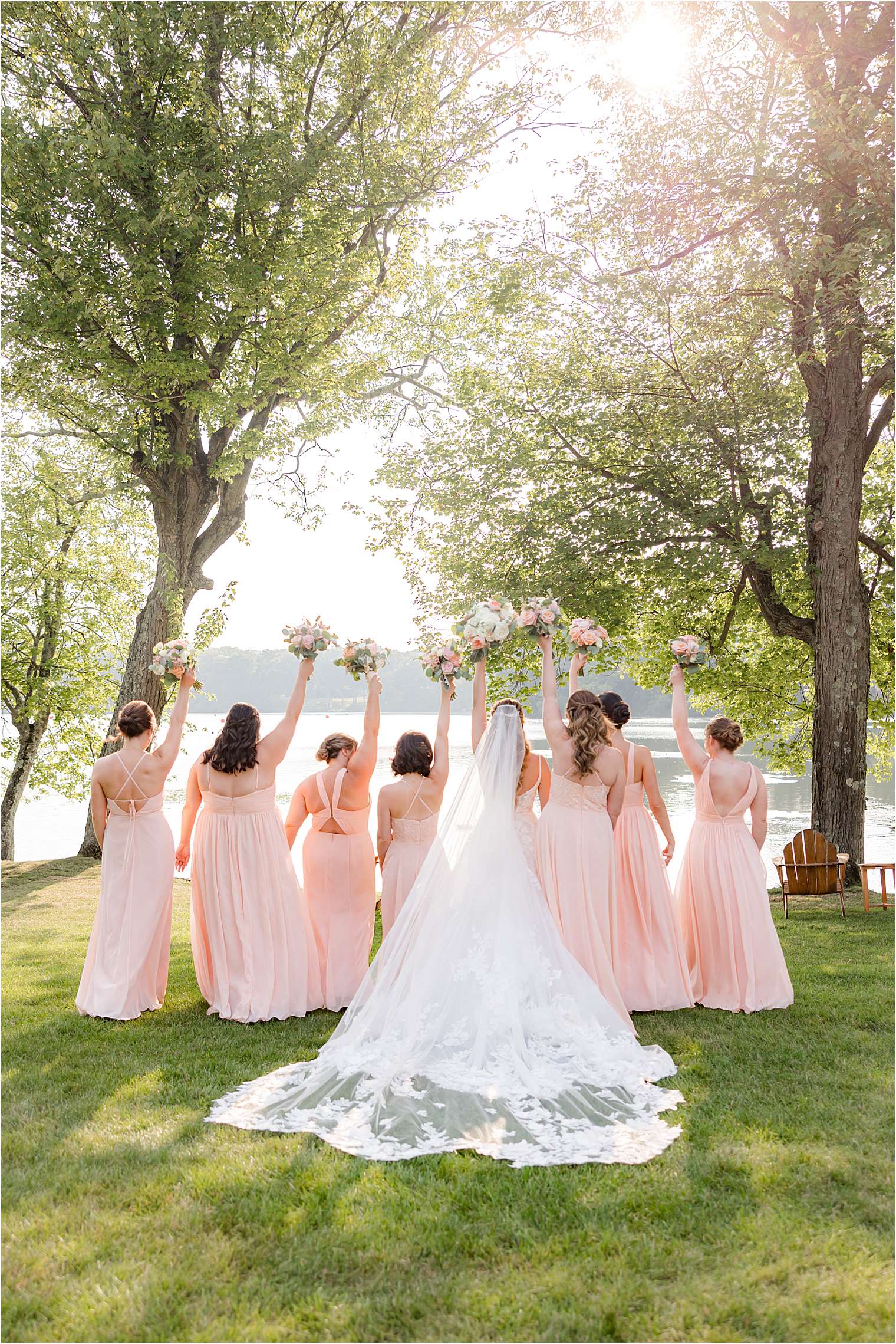 bride with her bridesmaids